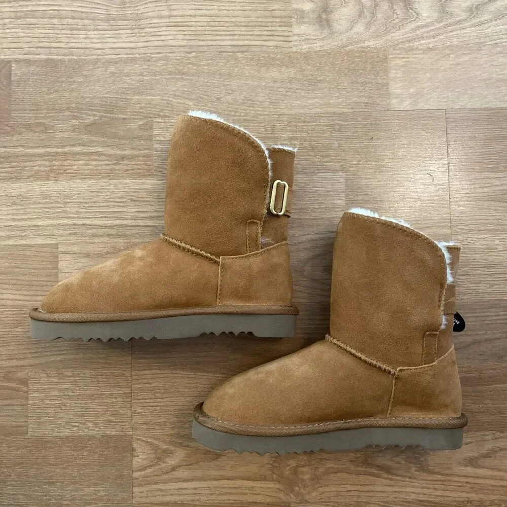Style & Co Teenyy suede winter Booties Chestnut Faux Fur Lined Boots sz 5 New